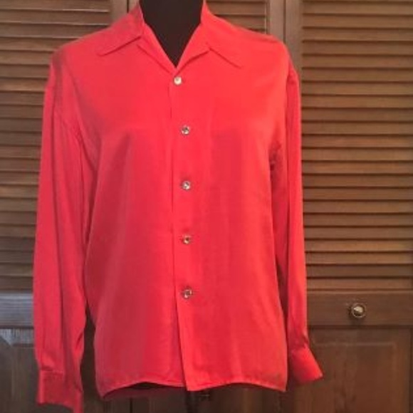Red Silk Blouse - Picture 1 of 4